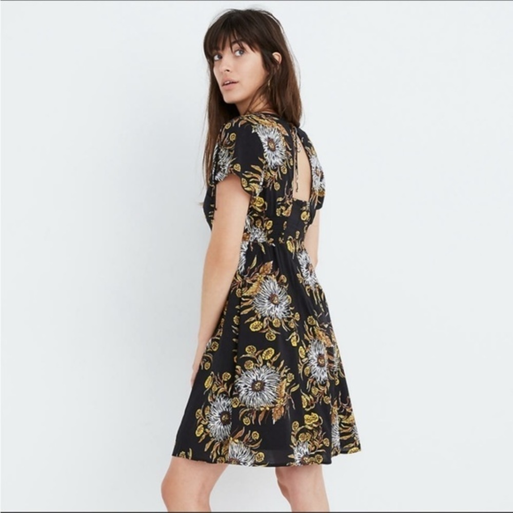 Madewell Painted Blooms Open Back Mini Dress Sz 00/XS. Like New - Picture 2 of 7